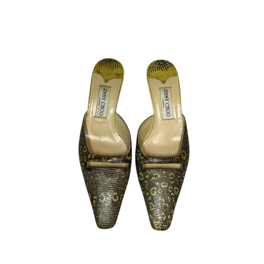 Vintage Jimmy Choo animal print mule heels / 37