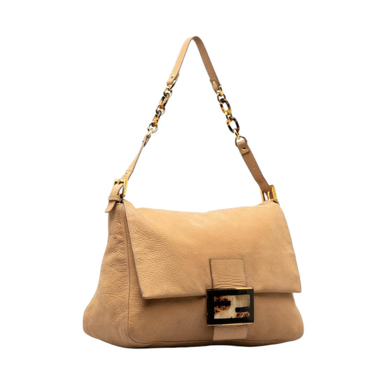 Vintage Tan Fendi Large Nubuck Mamma Forever Shoulder Bag Camel