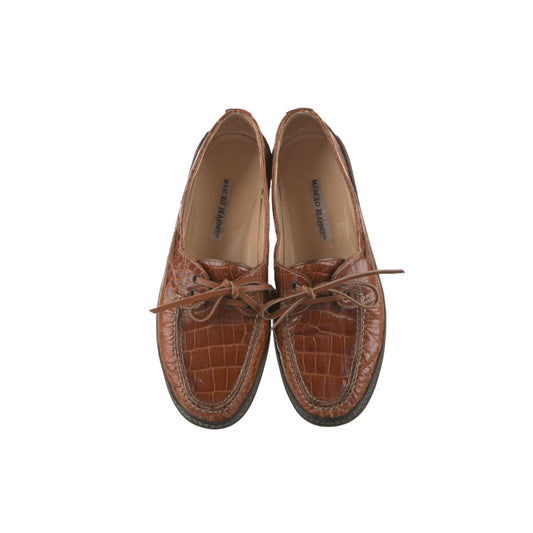 Vintage Manolo Blahnik Leather Animal Print Loafers/ 7.5