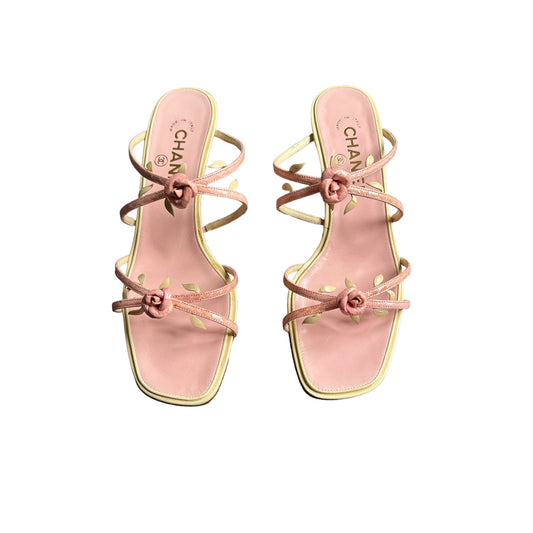 Vintage Chanel pink rosebud sandals by Karl Lagerfeld /37