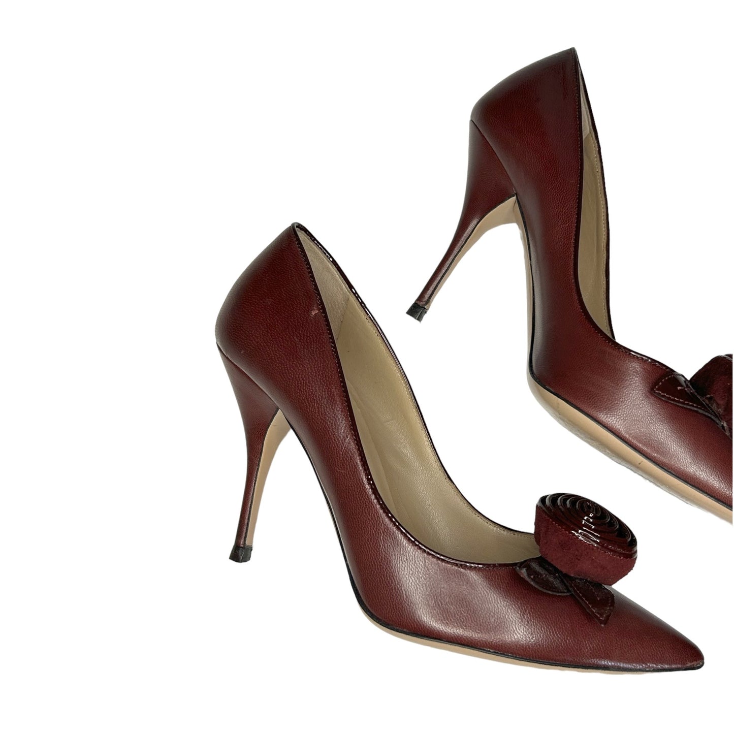 Vintage Valentino burgundy rosebud heels / 36.5