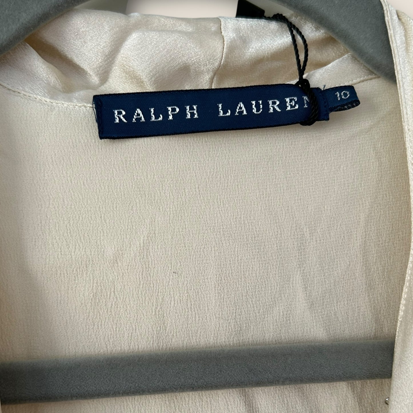 Vintage Ralph Lauren cream silk blouse ruffled sleeves / L