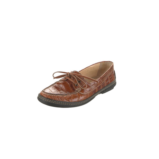 Vintage Manolo Blahnik Leather Animal Print Loafers/ 7.5