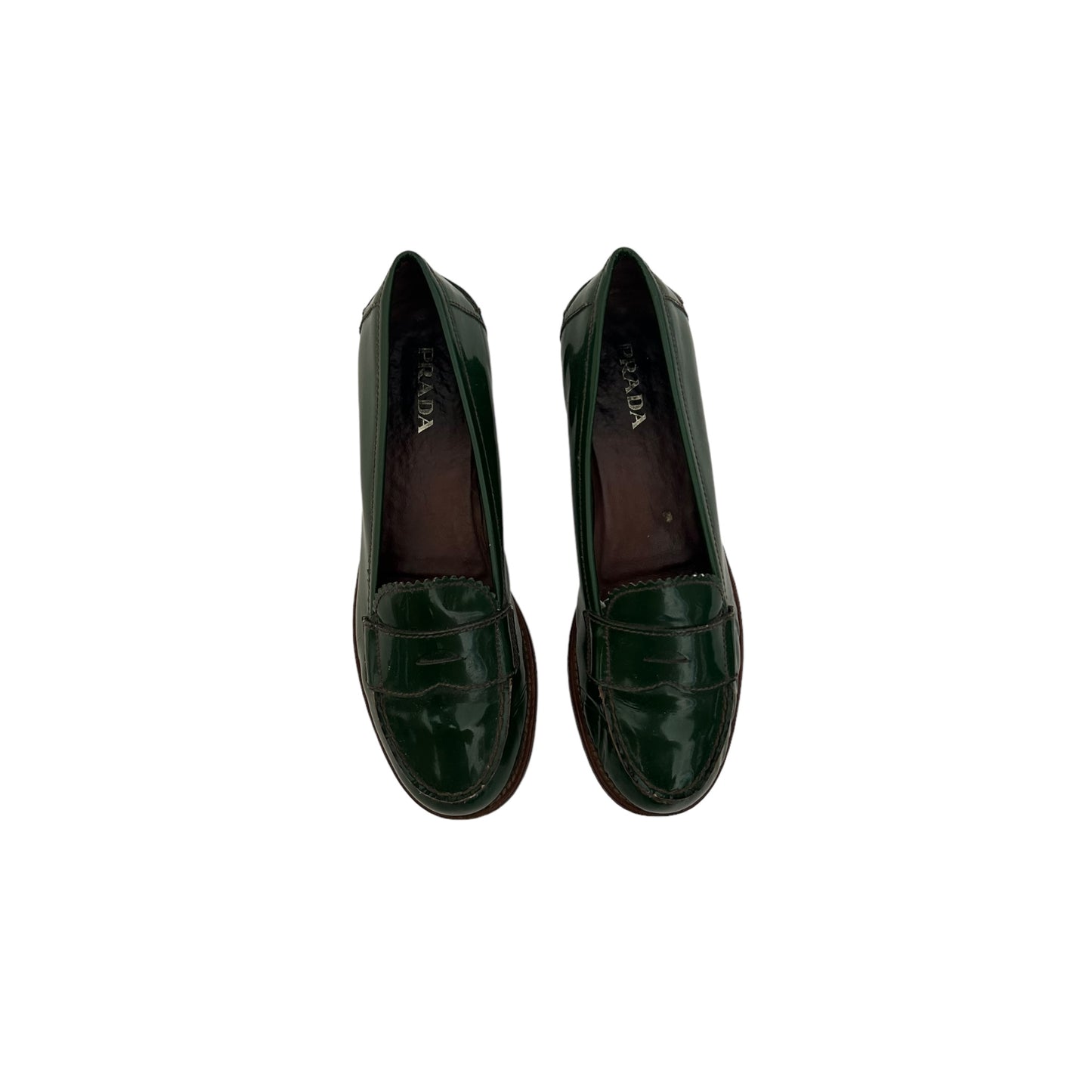 Vintage Prada rare emerald green leather loafer / 37.5