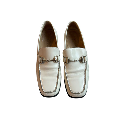 Vintage Gucci by Tom Ford white horse-bit leather loafers / 37