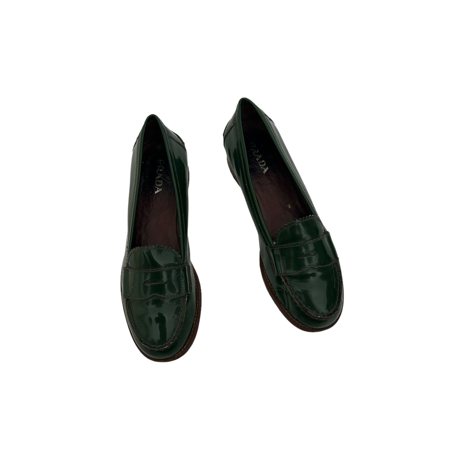 Vintage Prada rare emerald green leather loafer / 37.5