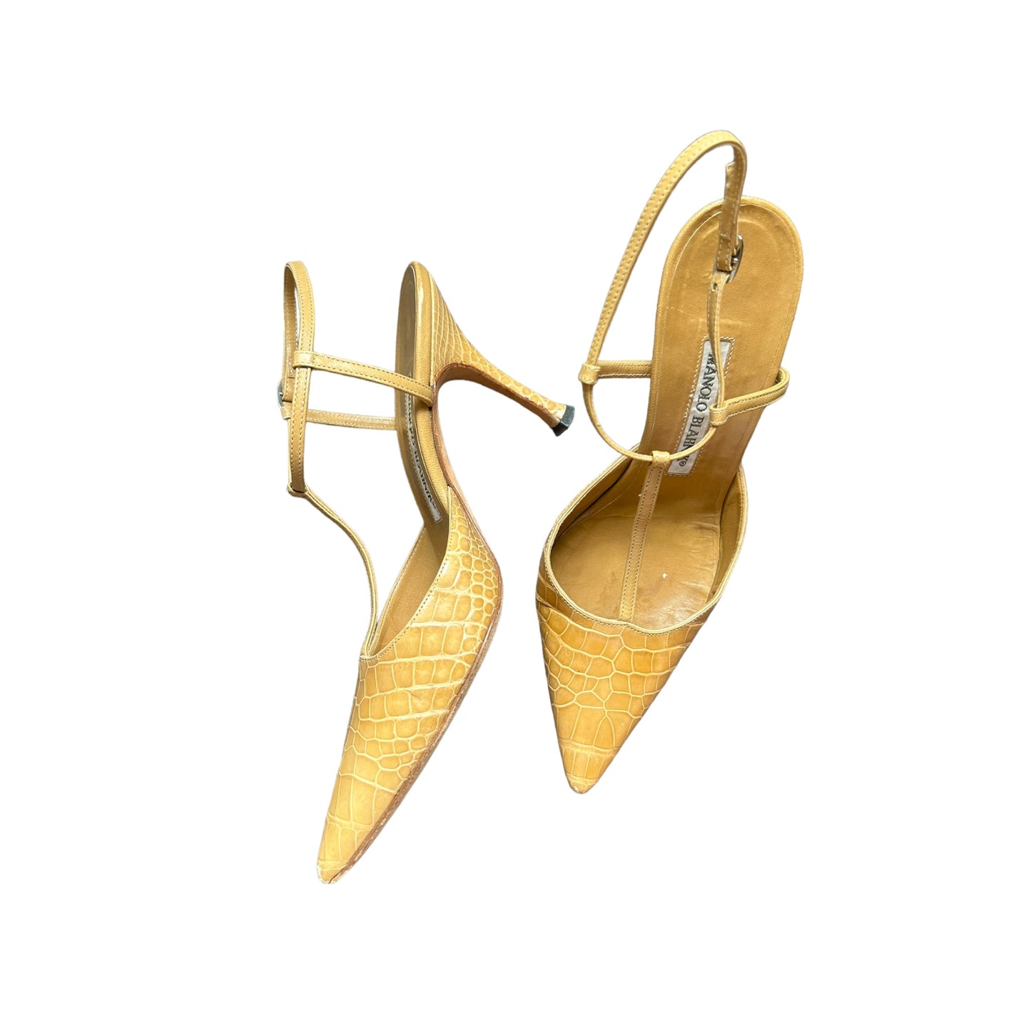 Vintage Manolo Blahnik beige sling back strap heels/ 37