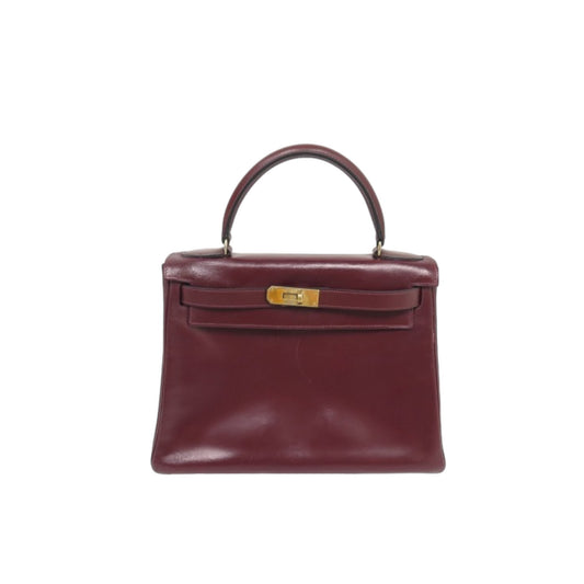 Vintage HERMÈS Kelly 28 leather burgundy handbag