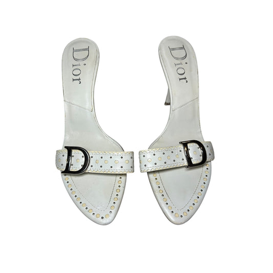 Vintage Dior white leather mule heels/ 39.5