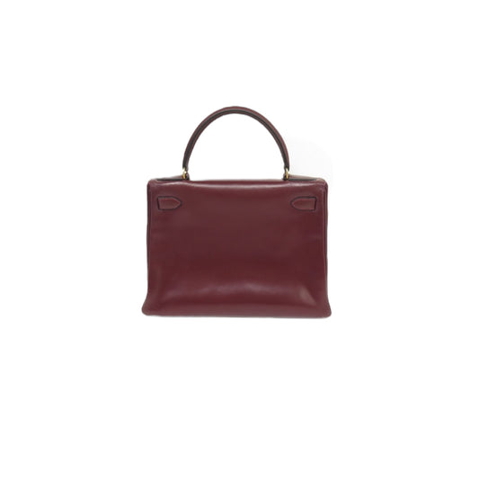 Vintage HERMÈS Kelly 28 leather burgundy handbag