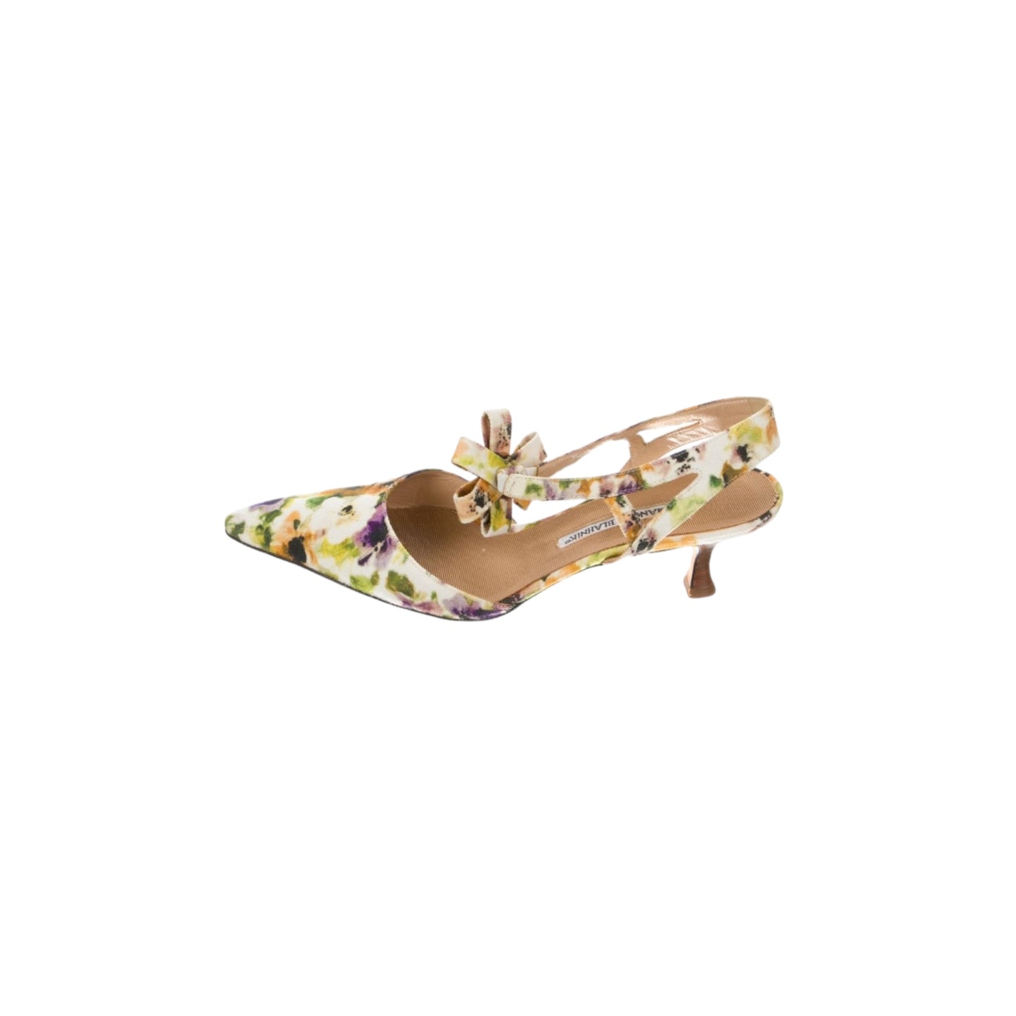 Vintage Manolo Blahnik Canvas Floral Print Slingback Pumps / Eu 40