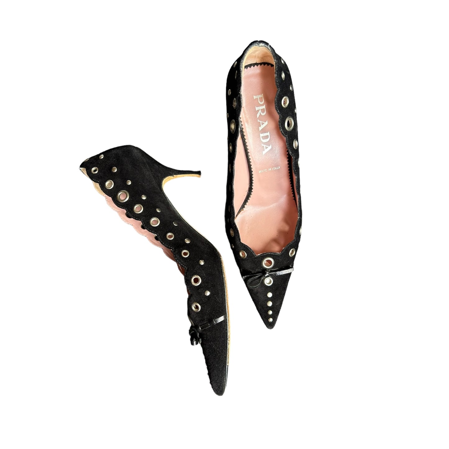 Vintage Prada suede kitten heels / 37