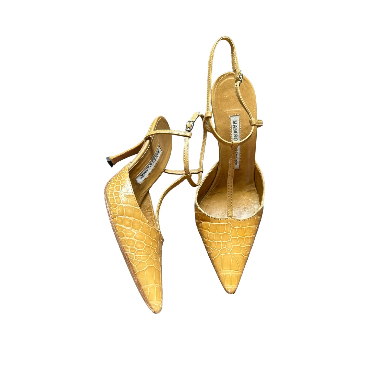 Vintage Manolo Blahnik beige sling back strap heels/ 37