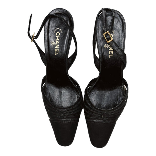 Vintage Chanel CC logo sling back heels/36