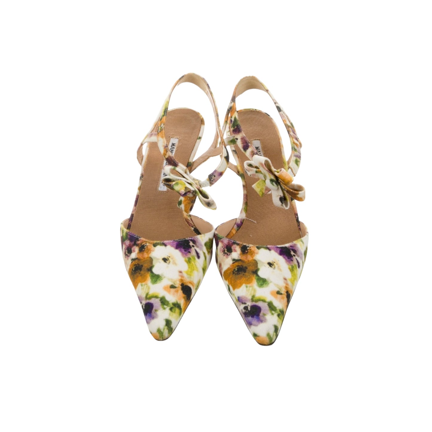 Vintage Manolo Blahnik Canvas Floral Print Slingback Pumps / Eu 40