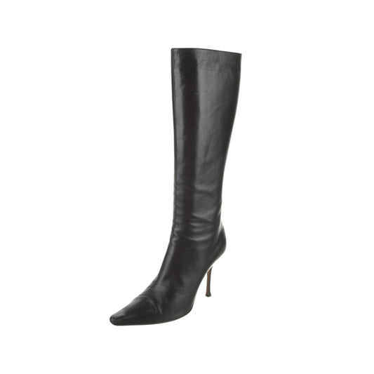 Vintage Jimmy Choo black leather knee boots as seen on Jennifer Aniston / 38.5